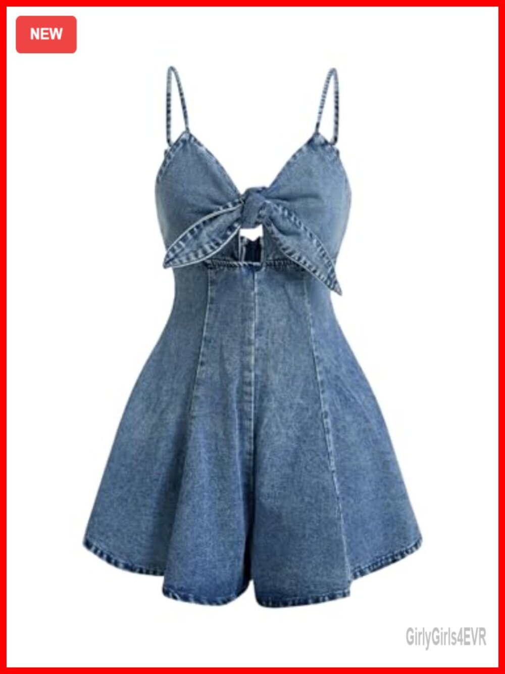 Vintage Bowknot Spaghetti Strap Denim Romper Jean Dress Wide Leg